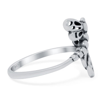 Dragonfly Band Oxidized Solid 925 Sterling Silver Thumb Ring (15mm)